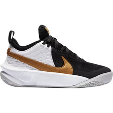 Nike Team Hustle D 10 GS Basketball Sneakers Black/White/Gold Kids 3.5Y NEW
