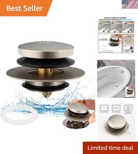 Elegant Universal Tip Toe Bath Drain Stopper in Brushed Nickel - Easy Install