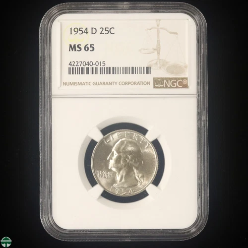 1954-D Washington Silver Quarter NGC MS 65 Light toning on right side rims