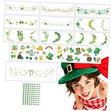 St Patricks Day Freckles Face Temporary Tattoos Lucky Clover Shamrock Green