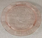 VTG 30's Federal Depression Glass Sharon Pink Cabbage Rose Footed Cake Plate 10"