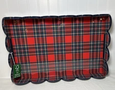 Mark And Graham SCALLOPED LACQUER SERVING TRAY Plaid~Large