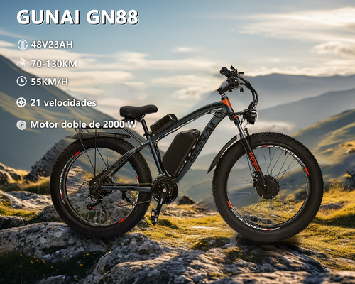 Bicicleta eléctrica de montaña con motor dual, neumáticos anchos de 26 pulgadas - Bild 2 von 17