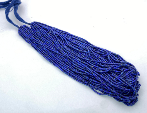 Royal Blue lapislazzuli 2mm heishi perline fili 16" lunghi fatti a mano turkmen - Foto 10 di 14
