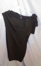 TAKE OUT Women's One Shoulder Sweater Dress Metallic Black sz M NWT