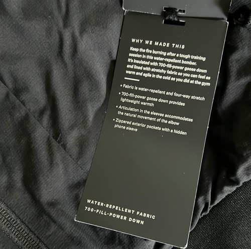 NWT Lululemon Men’s Intermission 700 Goose Down Bomber In Black Size XL - Picture 11 of 12