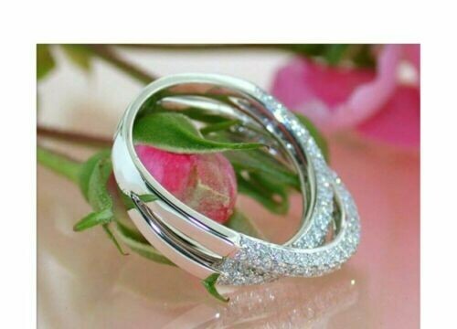 2Ct Round Cut Lab Created Diamond Band Women's Ring 14k White Gold Plated - Bild 4 von 7