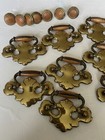 Vintage Brass & Wood 14 Drawer Pulls Shell Scroll Swing Handles & 14 Knobs — photo 9