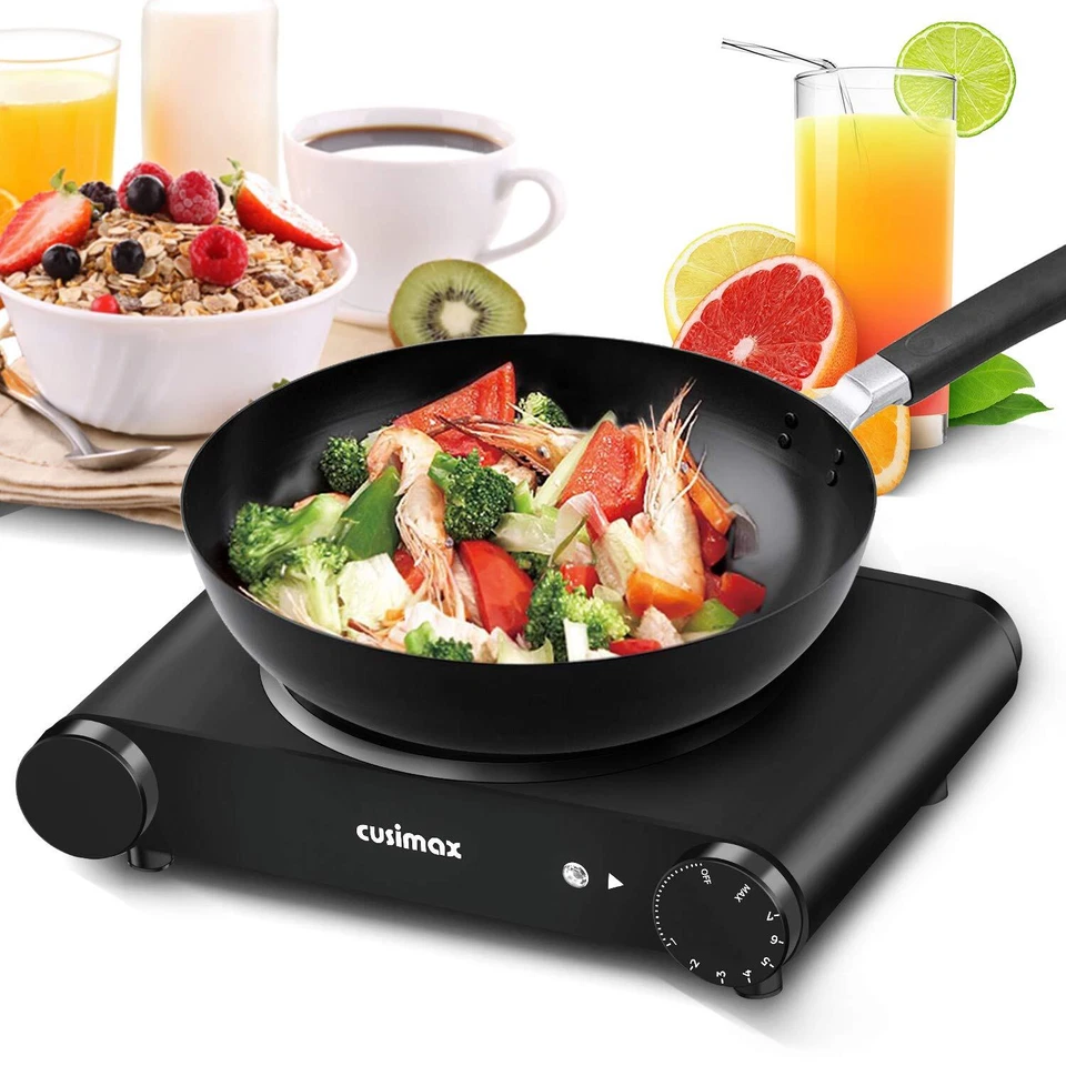 Estufa Eléctrica Portátil 1200W, Quemador Individual Infrarrojo, Vidrio Cerámico Foto 2 de 4