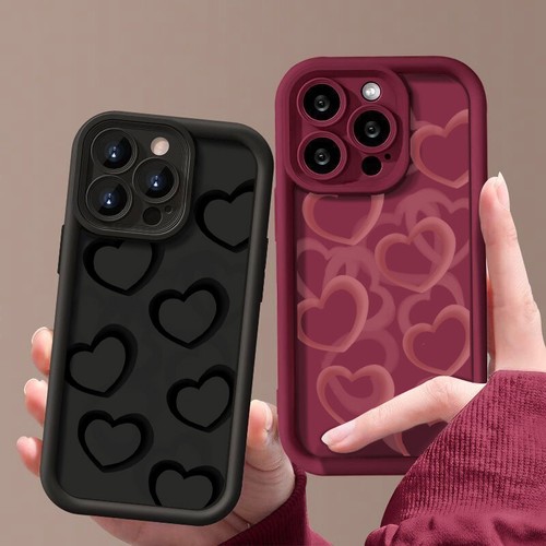 Silicone Case Lovely Heart For iPhone 16E 16 15 Pro Max 14 13 12 11 XS 8 7 Cover - Picture 9 of 21