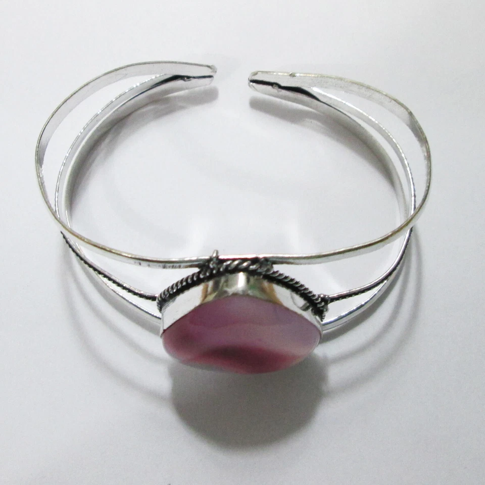 Pink Agate jewellery handmade .925 silver Bangle silver gemstone jewelry - image 2 of 4