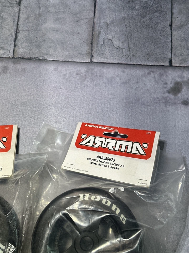 4 Arrma RC dBoots 5 Spoke Hoons Belted TIRE 17mm Felony Front And Rear Set White - Image 4 of 4