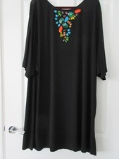 Black dress with coloured beads size 3XL Nina Leonard