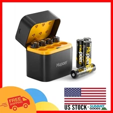 Smart LED Display Rechargeable AA Batteries - 8-Pack with Innovative Charge Box