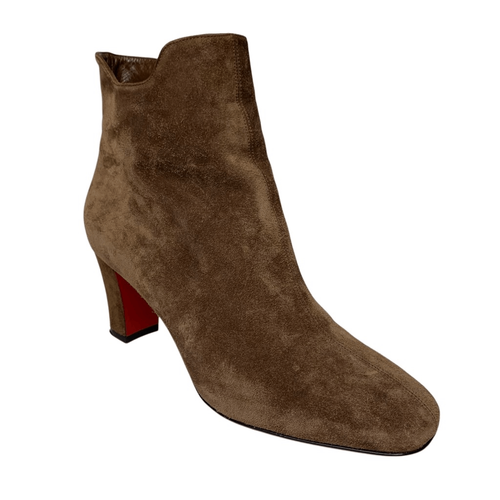 Christian Louboutin Tiagadaboot Veau Velour Suede Heeled Ankle Bootie EU 38 US 8