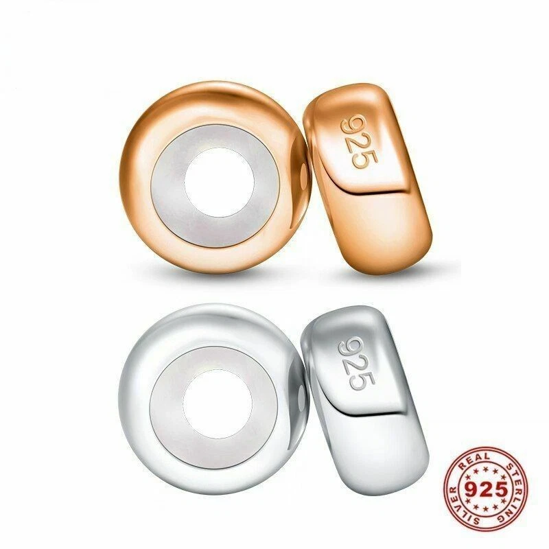 2 Stück Charms Stopper 925 Sterling Silber Rose Gold Schwarz Farbe Charm Armband - Bild 3 von 4