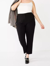 Nine West Women's Plus Size Crop Relaxed Mid Rise Black Dress Pants Size 5X