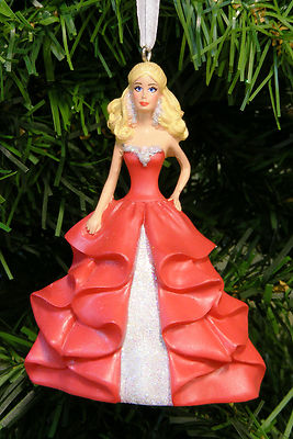 HALLMARK COLLECTIBLE BARBIE IN RED SILVER GOWN CHRISTMAS TREE