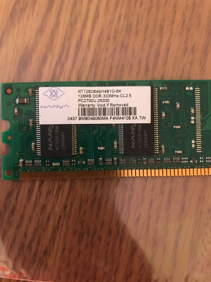 NANYA NT 128D64SH4B1G-6K 128MB DDR-333MHz-CL2.5 PC2700U-25330 Ships N 24h - Image 2 of 4
