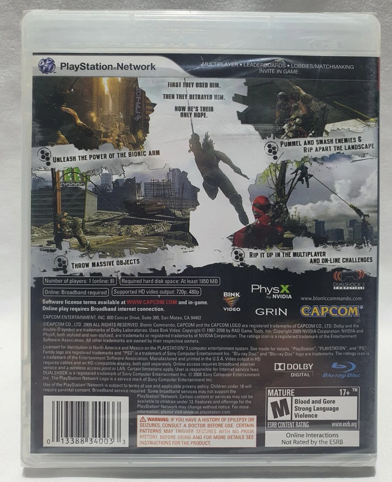 Bionic Commando Playstation 3 NEW US version Factory Sealed foil with defect - Image 2 of 4