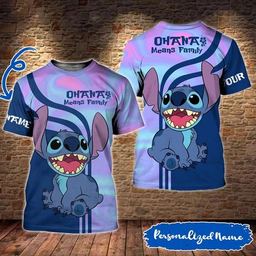 Personalized Stitch Ohana Means Family Lilo & Stitch 3D T-SHIRT