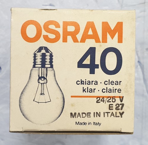 OSRAM LAMPADA INCANDESCENZA GOCCIA CHIARA 40W 60W 100W E27 LUCE CALDA 24V 25V - Imagen 3 de 6