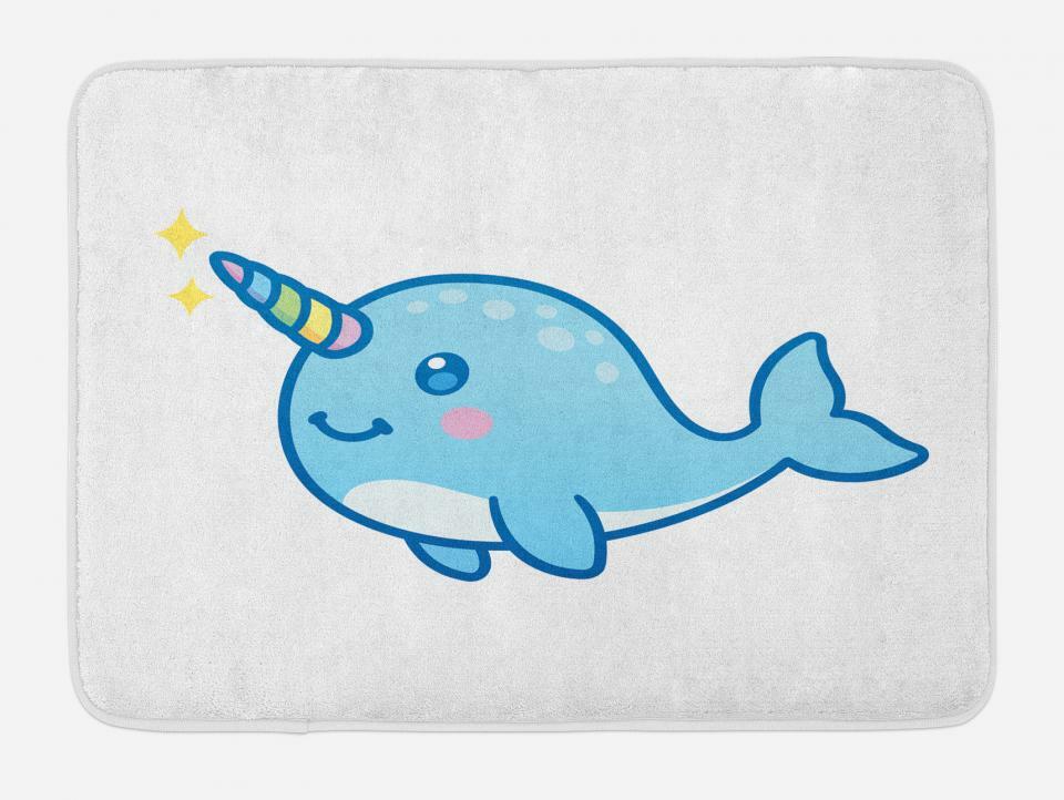 Narwhal Bath Mat for Bathroom Home Kitchen Decor Plush Non-Slip Mat 29.5 X 17.5