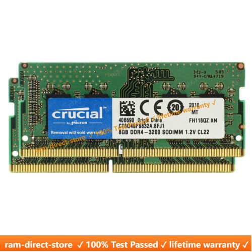 CRUCIAL 8GB x2 DDR4 3200 MHz PC4-25600 Laptop SODIMM Non-ECC 260