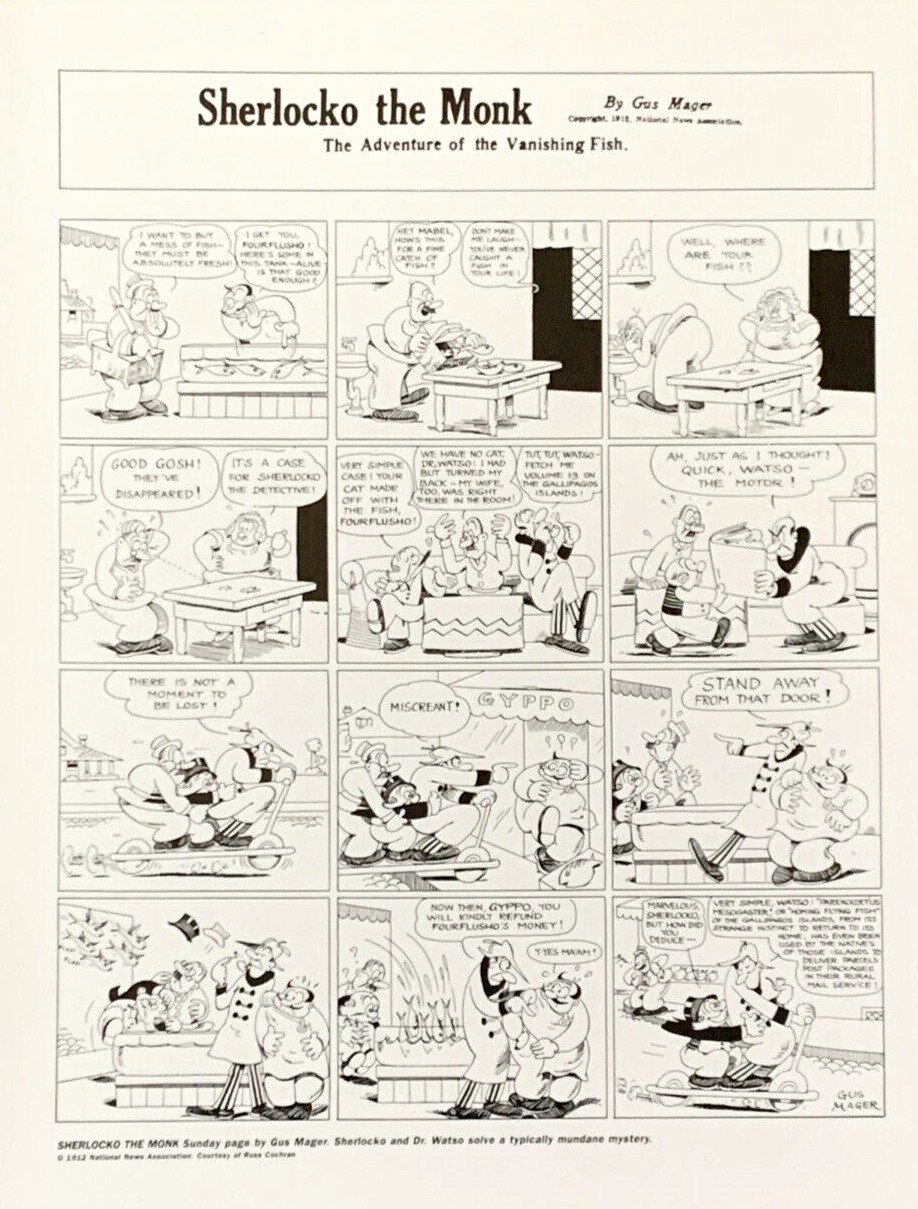Dibujos animados editoriales Sherlocko el monje pez desaparecido Gus Mager 1912 #0041