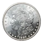 1887 S Morgan Silver Dollar Gem BU VAM 2 S/S Left Top 100 Silver Savings Month