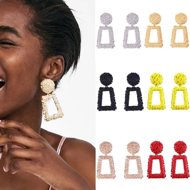 Big square earrings deals