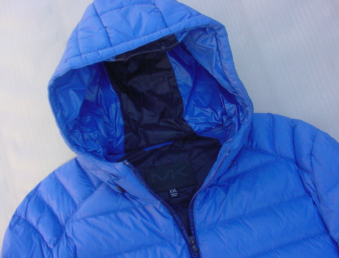 Michael Kors Men's Down Puffer Jacket Royal Blue Coat Hood Zip Sz 2XL XXL  NWT | eBay