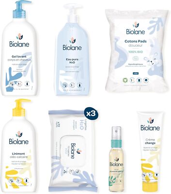 BIOLANE   First Days Newborn Kit   Baby   216 Tücher   Reines Wasser   Waschgel 