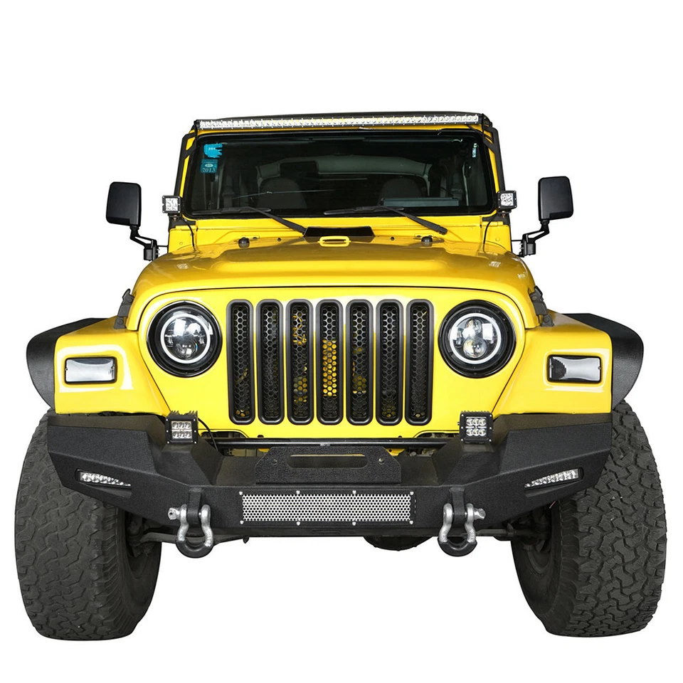 Matte Black Honeycomb Front Mesh Grille Inserts for 1997-2006 Jeep Wrangler TJ - Image 2 of 4