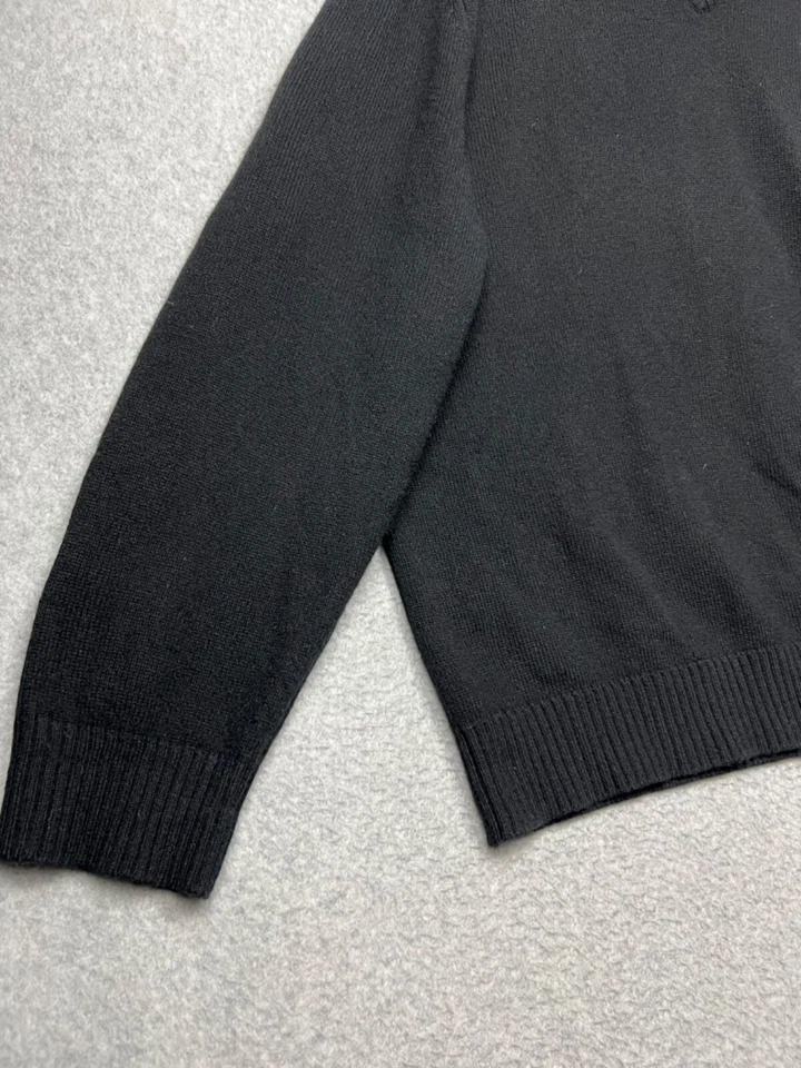 LL Beans Cashmere V-Neck Knit Pullover Sweater Mens XL Black Classic Simple - Image 4 of 4