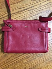 LAUREN RALPH LAUREN Red Crossbody Organizer ZIP AROUND Wallet Small Purse AA19