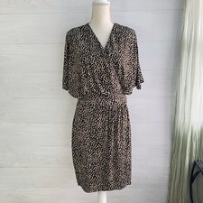 Vince Camuto - Black & tan blouson faux wrap sheath dress, sz 6