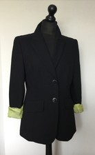 LaurÈl Eu 38 Escada Group Black 100% Fine Virgin Wool Blazer Jacket