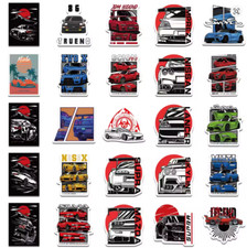  50 Pc Jdm Japanese Car Sticker Pack Surpa Rx7 Evo Gtr R34 Nsx