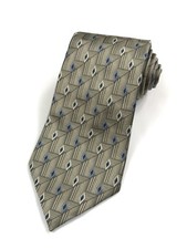 Vintage Burma Bibas Gold Geometric Silk Tie 57" Made in USA