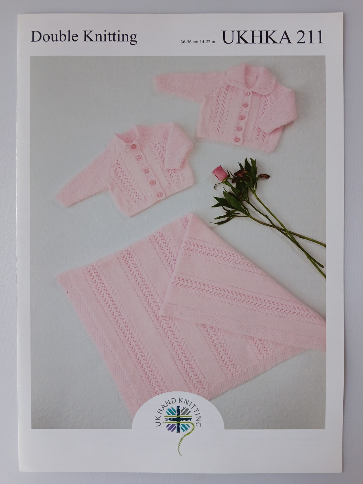UKHKA 211 Knitting Pattern  - Babies Cardigans & Blanket in DK, Size 14-22""