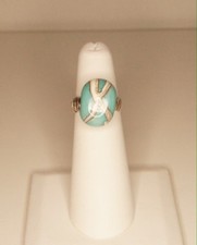 Sterling Silver Wire Wrapped Ring With Blue/White Stone Size 4.5