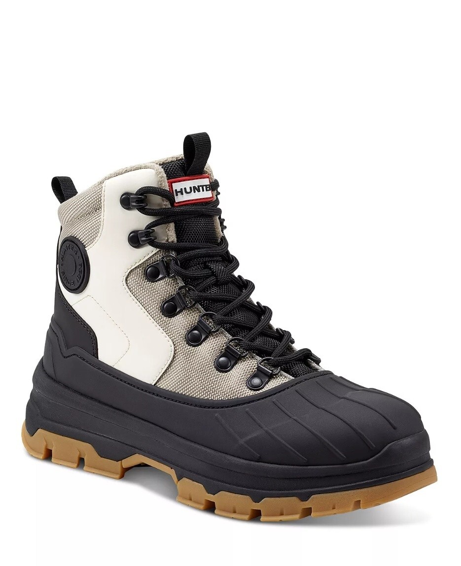 ◇HUNTER◇ WOMEN Explorer Duck Boots Alloy White Willow Size 6 Women's Hunter Explorer Lace Up Duck Boot White