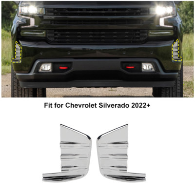 2X Chrome Front Facial Corner Decor Cover Trim Bezel For 2019-22 Chevy Silverado