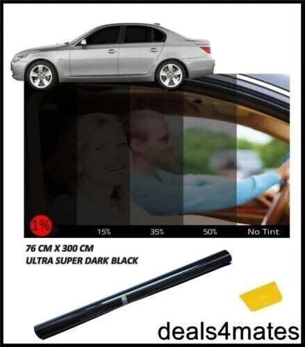 VANS KIT FAI DA TE PELLICOLA TINTA FINESTRINO AUTO NERO SUPER SCURO 1% 76cm x 3M FAI DA TE