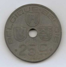 BELGIUM - 25 Centimes - Léopold III (BELGIQUE-BELGIE) 1942 Zinc • 6.5 g • ⌀ 26mm