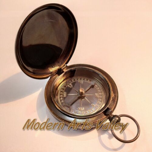 Black Antique Brass compass Vintage Lid Compass Nautical Gift Item - Picture 1 of 6