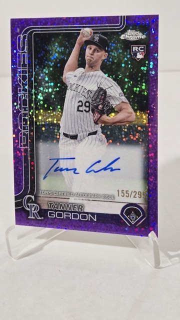 💎2025 CHROME Tanner Gordon RC⚾️PURPLE SPECKLE ON CARD AUTO💎 NUMBERED 155/299💎