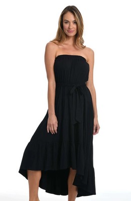 La Blanca Draped Darling Strapless Midi Dress Size XL (belt missing)