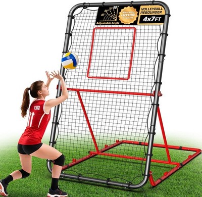 Premium Baseball Rebounder Net 4x7FT Volleyball Pitchback Adjustable Angles